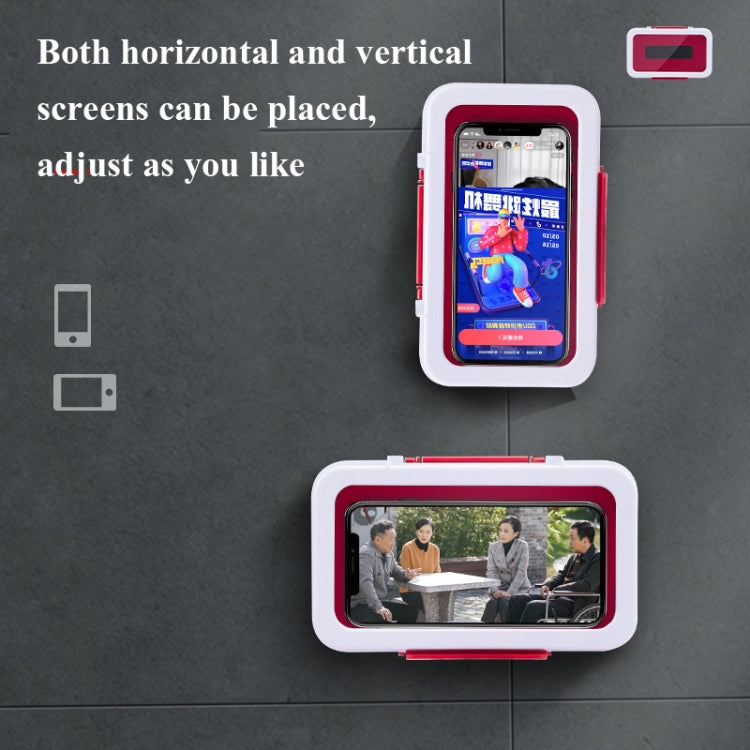 Punch-Free Wall-Mounted Touch Screen Bathroom Toilet Shower Sealed Waterproof Mobile Phone Holder(White)