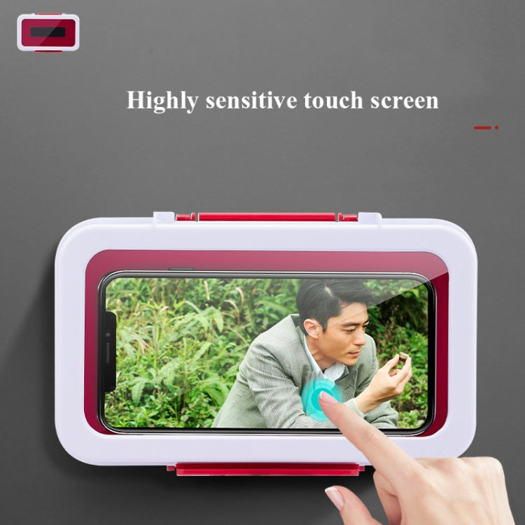 Punch-Free Wall-Mounted Touch Screen Bathroom Toilet Shower Sealed Waterproof Mobile Phone Holder(White)