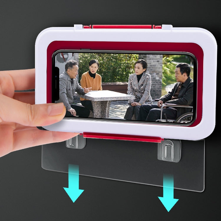 Punch-Free Wall-Mounted Touch Screen Bathroom Toilet Shower Sealed Waterproof Mobile Phone Holder(White)