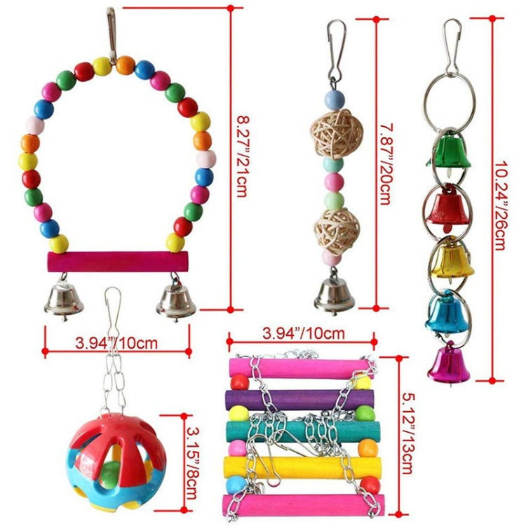 5 PCS/Set MT0034 Parrot Bird Swing Toy Bell Ball Bite String Combo Set