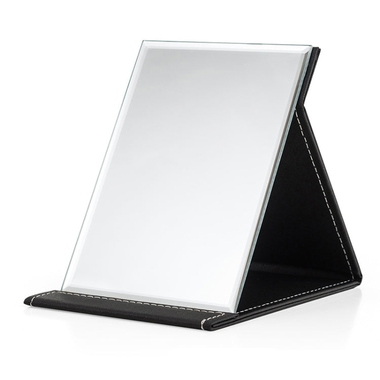 3 PCS Folding Portable High-definition Makeup Mirror PU Leather Desktop Vanity Mirror,Size: Extra Large (Black)