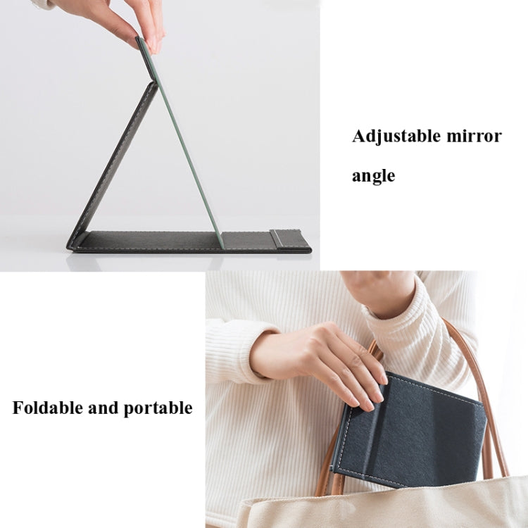 3 PCS Folding Portable High-definition Makeup Mirror PU Leather Desktop Vanity Mirror,Size: Extra Large (Black)