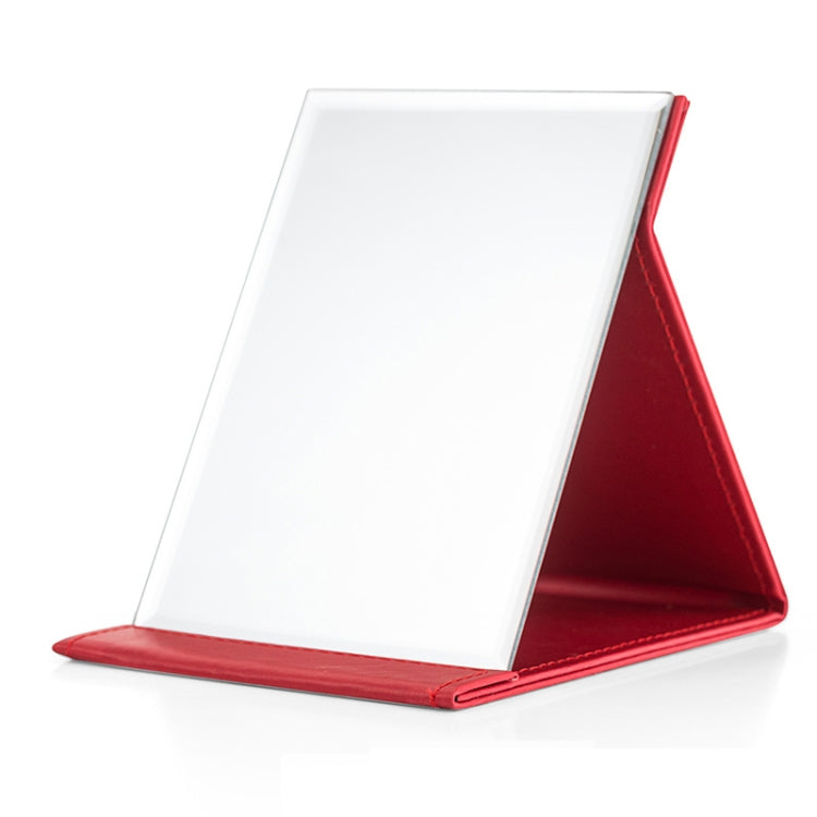 3 PCS Folding Portable High-definition Makeup Mirror PU Leather Desktop Vanity Mirror,Size: Extra Large (Red)
