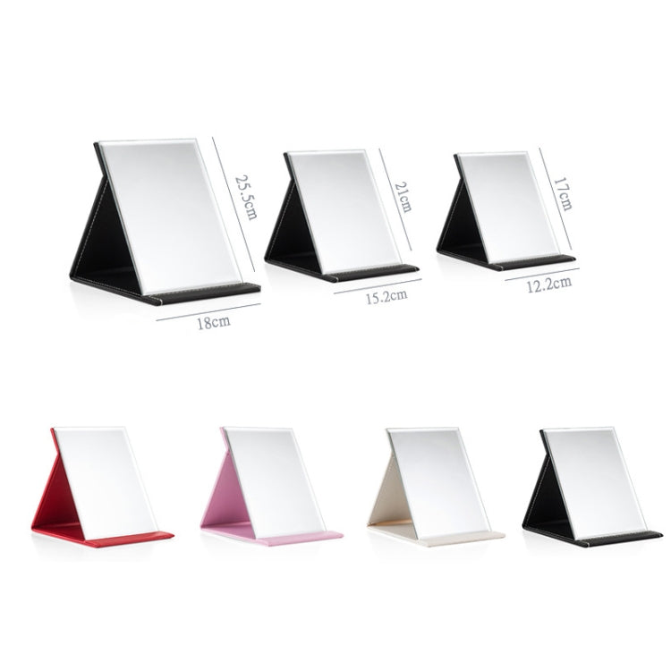 3 PCS Folding Portable High-definition Makeup Mirror PU Leather Desktop Vanity Mirror,Size: Large (Red)