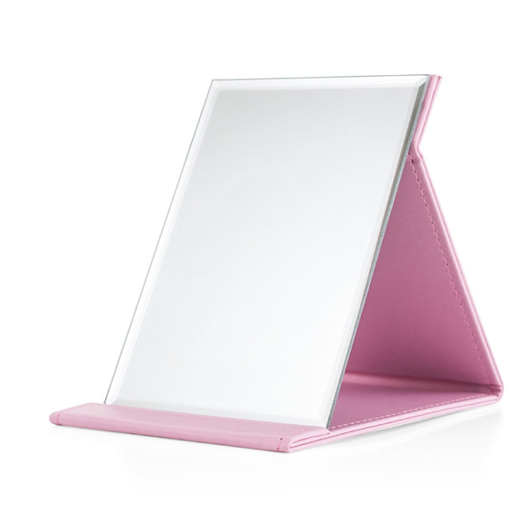 3 PCS Folding Portable High-definition Makeup Mirror PU Leather Desktop Vanity Mirror,Size: Large (Pink)