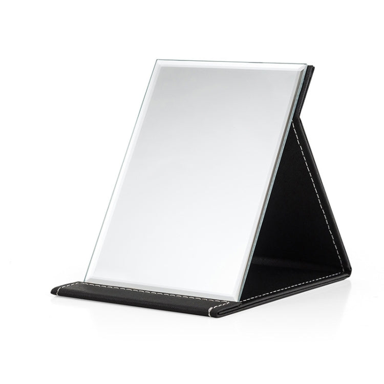 3 PCS Folding Portable High-definition Makeup Mirror PU Leather Desktop Vanity Mirror,Size: Medium (Black)