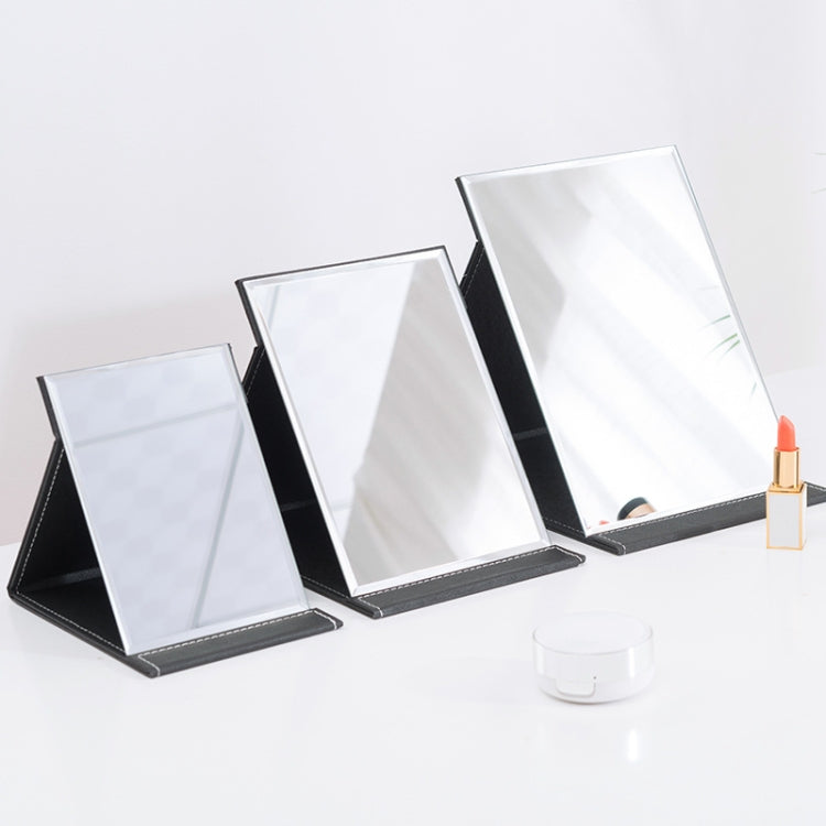 3 PCS Folding Portable High-definition Makeup Mirror PU Leather Desktop Vanity Mirror,Size: Medium (White)