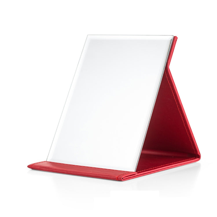 3 PCS Folding Portable High-definition Makeup Mirror PU Leather Desktop Vanity Mirror,Size: Medium (Red)