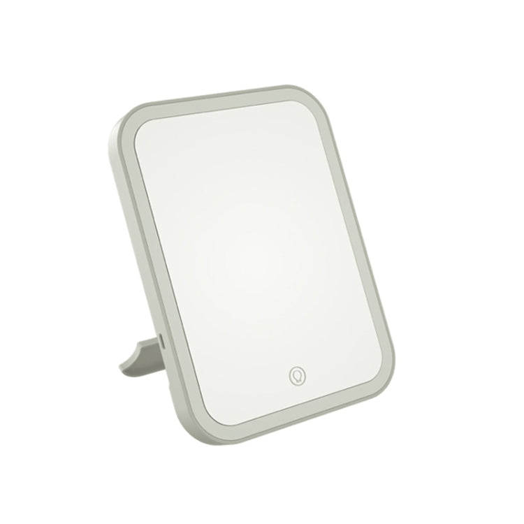 2 PCS LED Makeup Mirror With Lamp Fill Light Dormitory Desktop Dressing Mirror Female Folding Portable Small Mirror,Style: Charging Monochromatic Light (White)