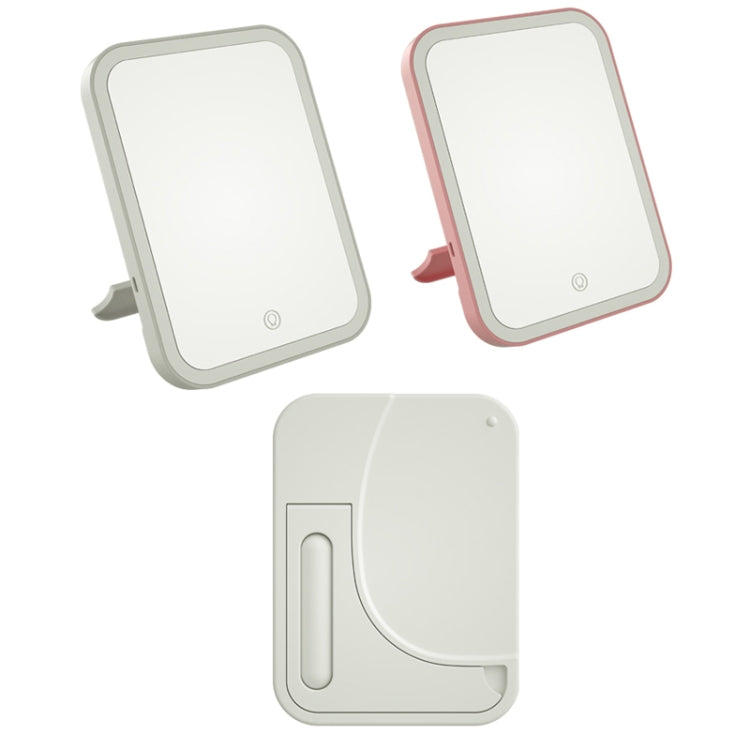 2 PCS LED Makeup Mirror With Lamp Fill Light Dormitory Desktop Dressing Mirror Female Folding Portable Small Mirror,Style: Charging Monochromatic Light (Pink)