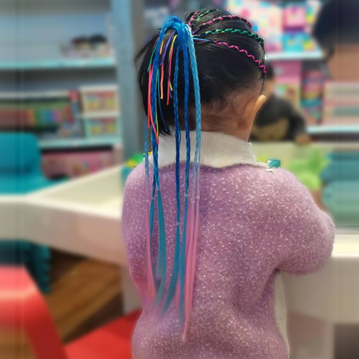 10 PCS Color Children Little Braids Hair Tie Ponytail Performance Color Little Braids(Ramdom Color Delivery)