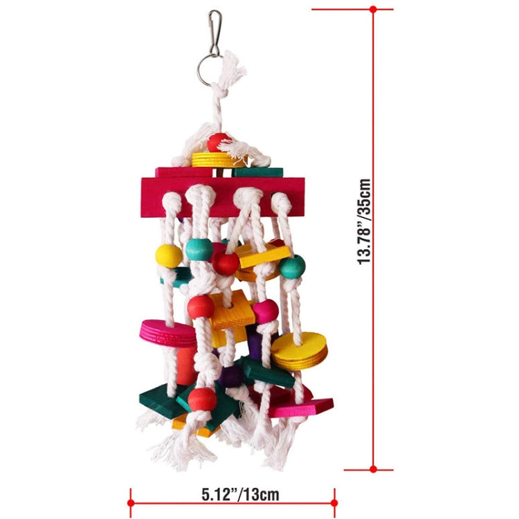 MT0038 Wooden Block Cotton Rope Knot Gnawing String Pet Parrot Toy(1 PCS/Set)