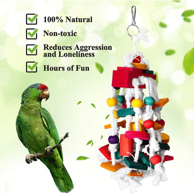 MT0038 Wooden Block Cotton Rope Knot Gnawing String Pet Parrot Toy(1 PCS/Set)