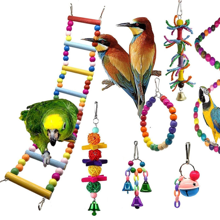10 PCS/Set MT0008 Pet Parrot Ladder Mirror Bell String Toy Set