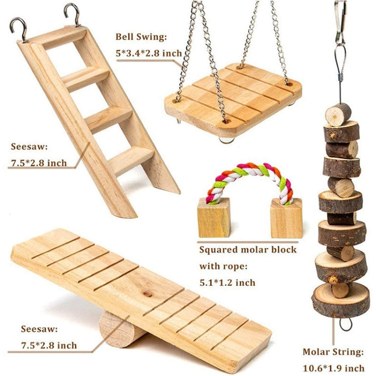 MT0018 Hamster Seesaw Climbing Ladder Gnawing Teeth String Wooden Set Toy(11 PCS/Set)