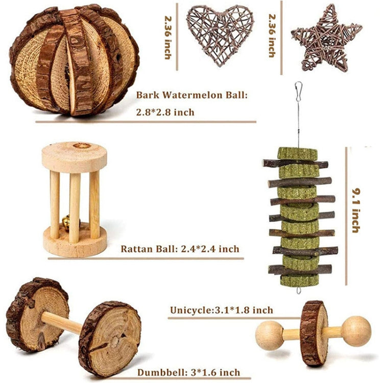 MT0026 Hamster Climbing Ladder Seesaw Wood Biting String Rattan Set Biting Toy(14 PCS/Set)