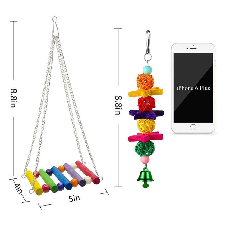 MT0002 Pet Chew Toy Mirror Frosted Parrot Bird Stand Board Set(7 PCS/Set)