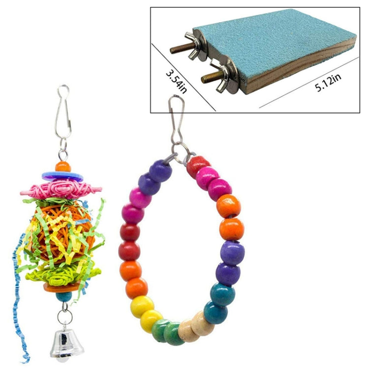 MT0002 Pet Chew Toy Mirror Frosted Parrot Bird Stand Board Set(7 PCS/Set)