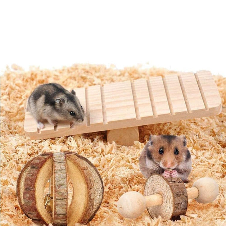 MT0020 Hamster Wooden Ladder Seesaw Grass Ball Chewing Tunnel Toy Set(12 Pcs/set)