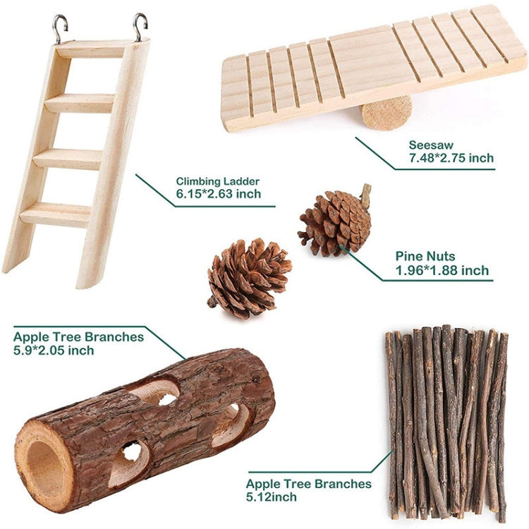 MT0020 Hamster Wooden Ladder Seesaw Grass Ball Chewing Tunnel Toy Set(12 Pcs/set)