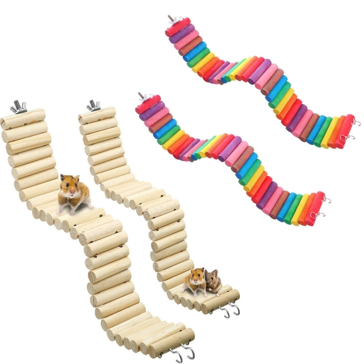 2 PCS/Set MT0011 Parrot Hamster Round Wooden Plank Road Soft Ladder Toy, Colour: Wood