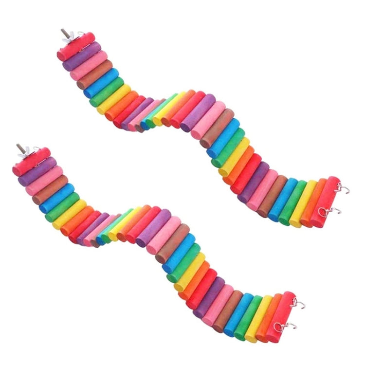 2 PCS/Set MT0011 Parrot Hamster Round Wooden Plank Road Soft Ladder Toy, Colour: Colorful