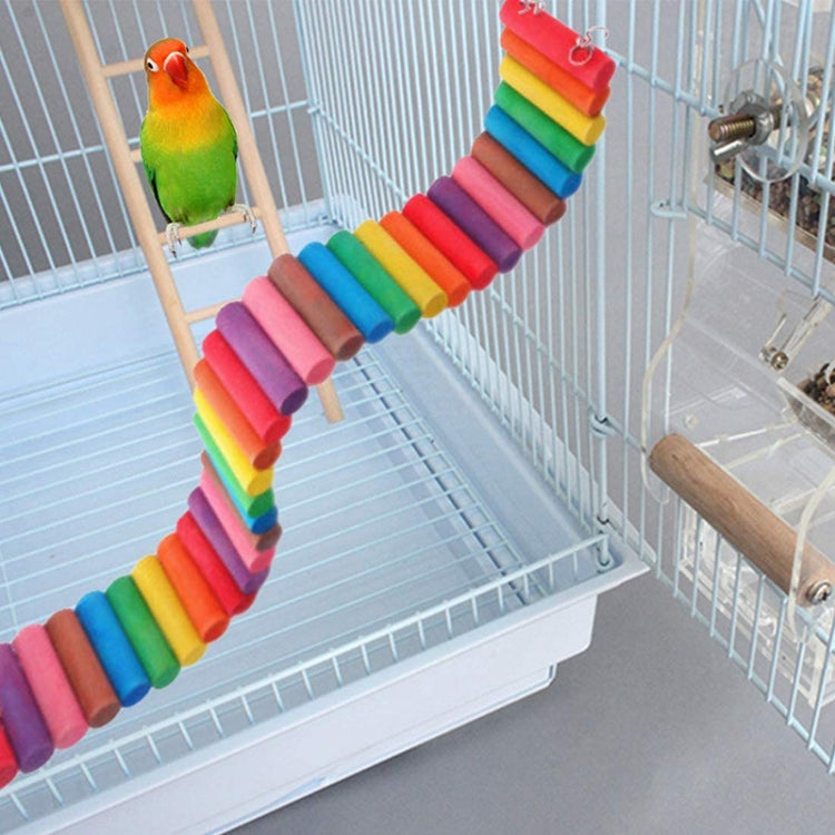 2 PCS/Set MT0011 Parrot Hamster Round Wooden Plank Road Soft Ladder Toy, Colour: Colorful