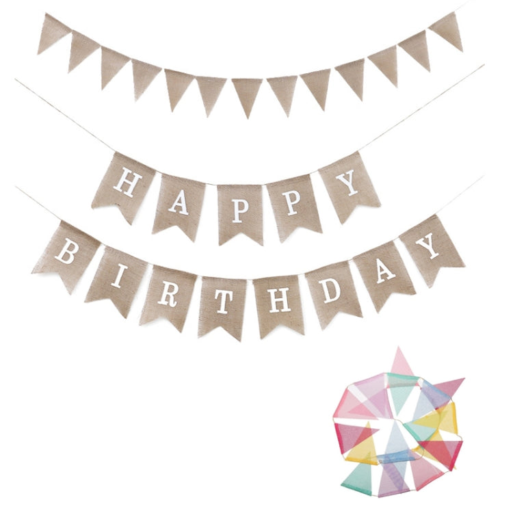 2 PCS Swallowtail Burlap First Birthday Flags Mori Series Party Flags Specification: Burlap Triangle Flag (Candy Colored)