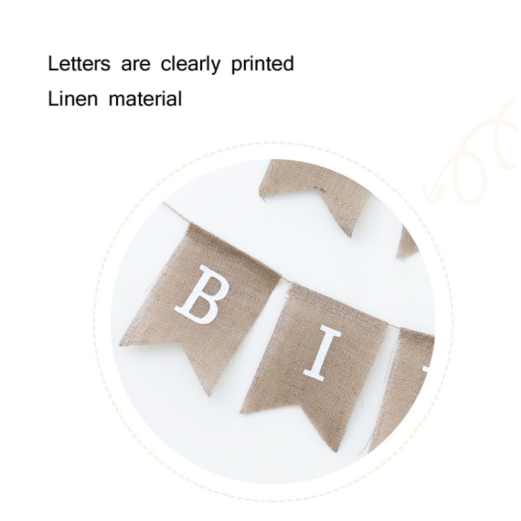 2 PCS Swallowtail Burlap First Birthday Flags Mori Series Party Flags Specification: Burlap Triangle Flag (Candy Colored)
