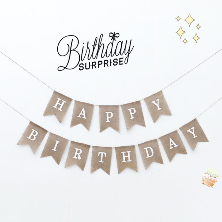 2 PCS Swallowtail Burlap First Birthday Flags Mori Series Party Flags Specification: Burlap Triangle Flag (Candy Colored)
