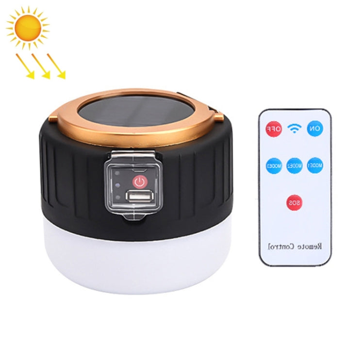 Solar Camping Light Household Outdoor LED Lighting Bulb Light, Style: 508 Remote Control (Black Gold)