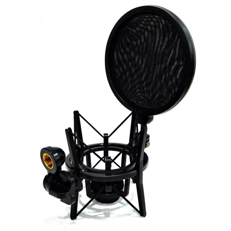 SH-100 Microphone Shockproof Bracket Condenser Microphone Blowout Cover Set(Black)