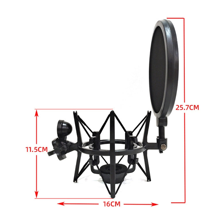 SH-100 Microphone Shockproof Bracket Condenser Microphone Blowout Cover Set(Black)