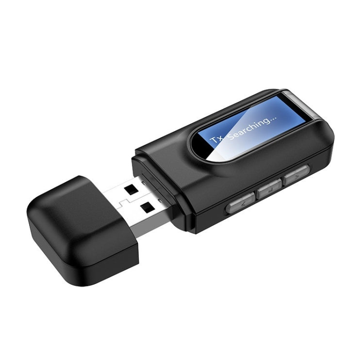 T11 2 In 1 USB Bluetooth 5.0 Transmitter And Receiver Audio Adapter With LCD Screenï¼ˆBlackï¼‰