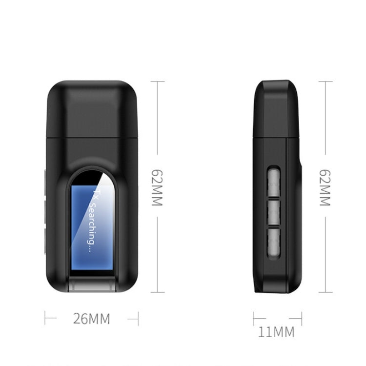 T11 2 In 1 USB Bluetooth 5.0 Transmitter And Receiver Audio Adapter With LCD Screenï¼ˆBlackï¼‰