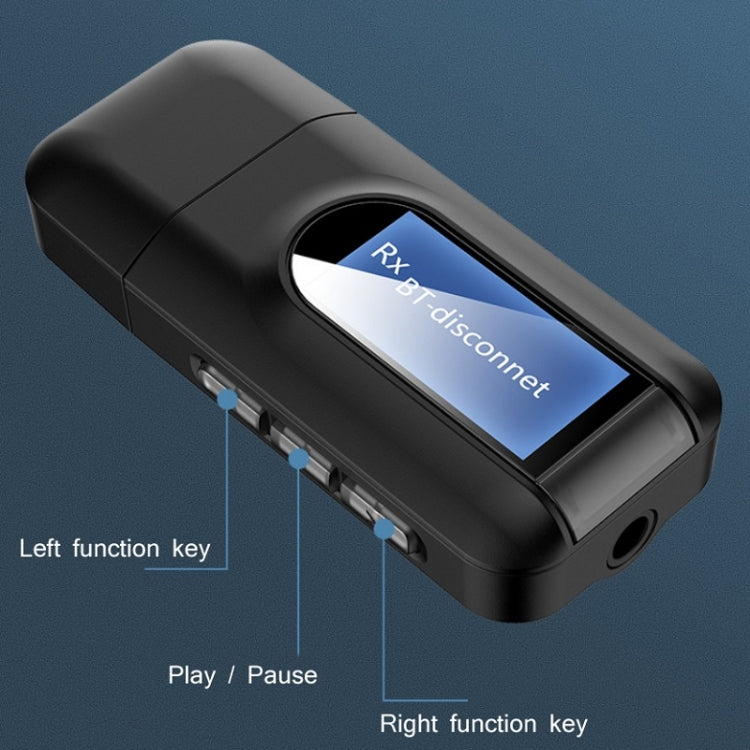 T11 2 In 1 USB Bluetooth 5.0 Transmitter And Receiver Audio Adapter With LCD Screenï¼ˆBlackï¼‰