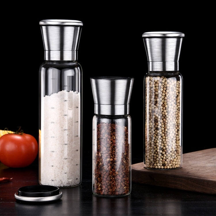 2 PCS 200ml 304 Stainless Steel Sea Salt Pepper Grinder Home Pepper Coffee  Manual Grinding Bottle