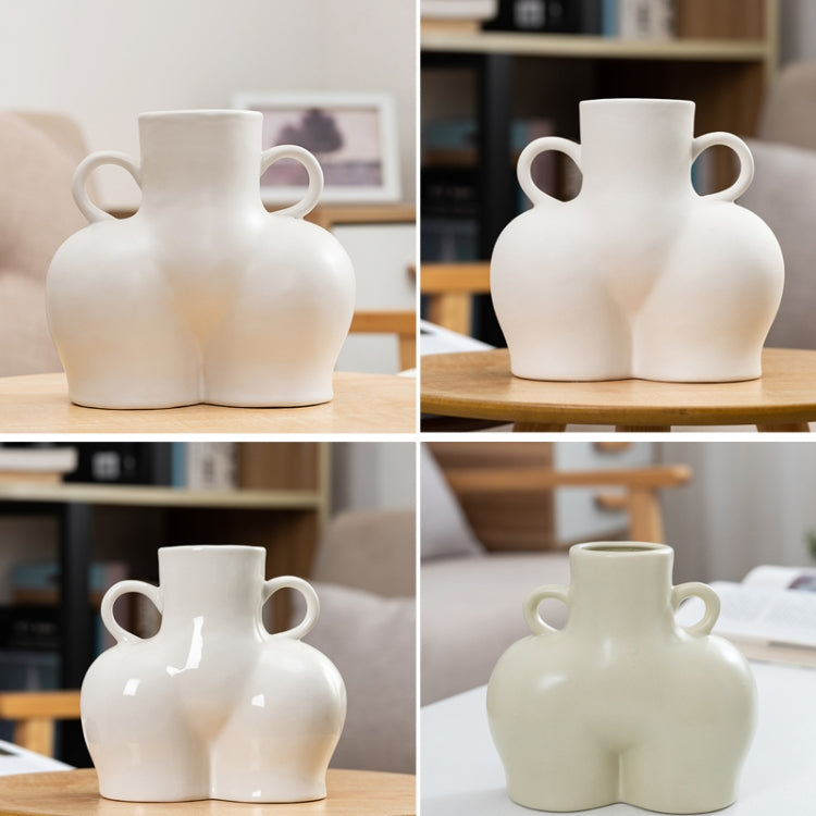 XQY-01 Home Ceramic Vase Decoration Crafts Ornaments Simulation Body Art Dried Flower Vase,Size: Small (Unglazed)