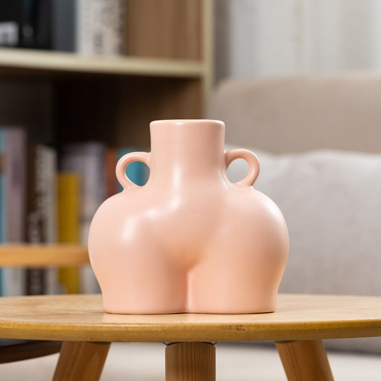 XQY-01 Home Ceramic Vase Decoration Crafts Ornaments Simulation Body Art Dried Flower Vase,Size: Small (Matte Pink)