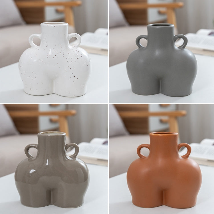 XQY-01 Home Ceramic Vase Decoration Crafts Ornaments Simulation Body Art Dried Flower Vase,Size: Small (Bright Gray)
