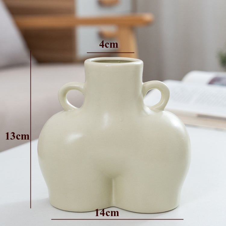 XQY-01 Home Ceramic Vase Decoration Crafts Ornaments Simulation Body Art Dried Flower Vase,Size: Small (Gray White)