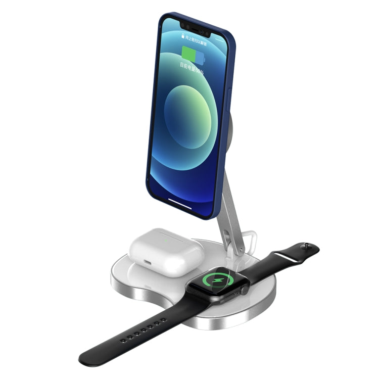 Y5 3 in 1 15W Max Folding Wireless Charging Bracket Fast Charger for iPhone & iWatchs & AirPods & Other Smart Phones