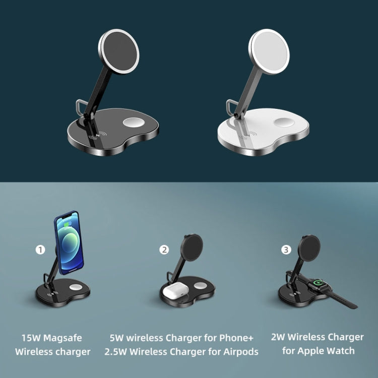Y5 3 in 1 15W Max Folding Wireless Charging Bracket Fast Charger for iPhone & iWatchs & AirPods & Other Smart Phones