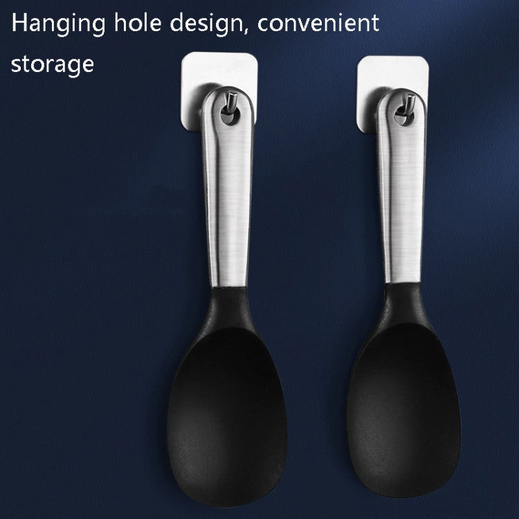 20561 Household Kitchen Stainless Steel Rice Spoon Silicone Long Handle Large Rice Scoop(Black)