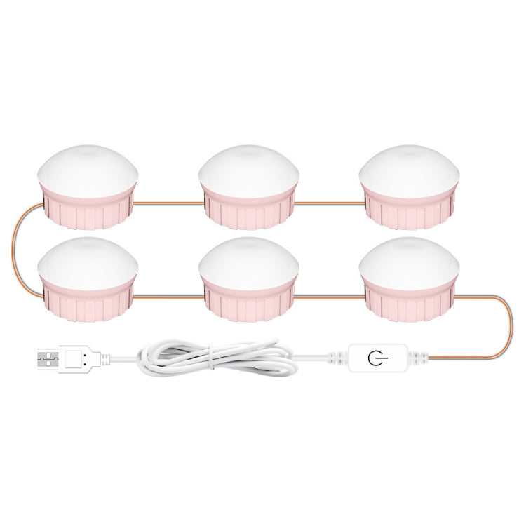 6 LEDs Cosmetic Room Bathroom Mirror Front Light USB Three-Color Dimming Light