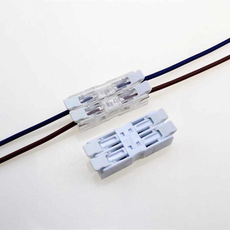 10 PCS Fast Terminal Block 2P Dual Pressing Terminal Connector Spring-Type Un-Lock Screw Connector, Specification: 928-2 White Wide