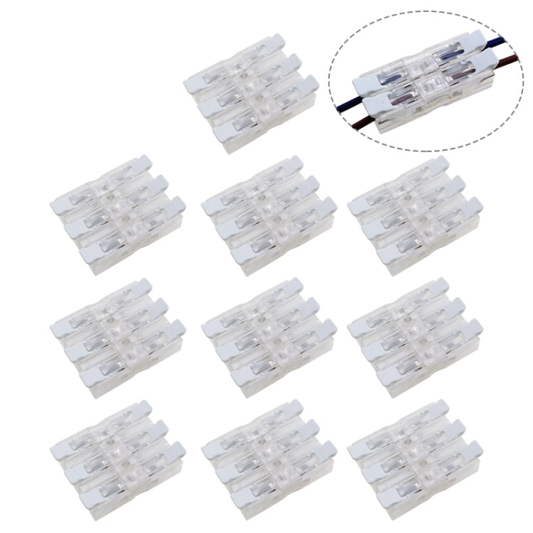 10 PCS Fast Terminal Block 2P Dual Pressing Terminal Connector Spring-Type Un-Lock Screw Connector, Specification: 928-3 Transparent Wide