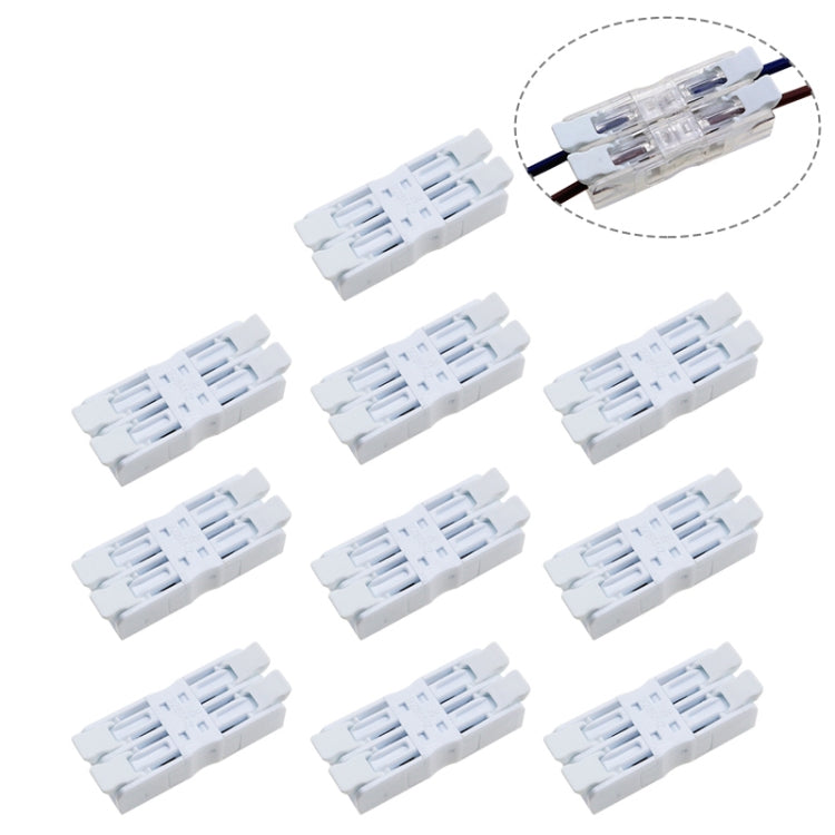 10 PCS Fast Terminal Block 2P Dual Pressing Terminal Connector Spring-Type Un-Lock Screw Connector, Specification: 928-M2 White Narrow
