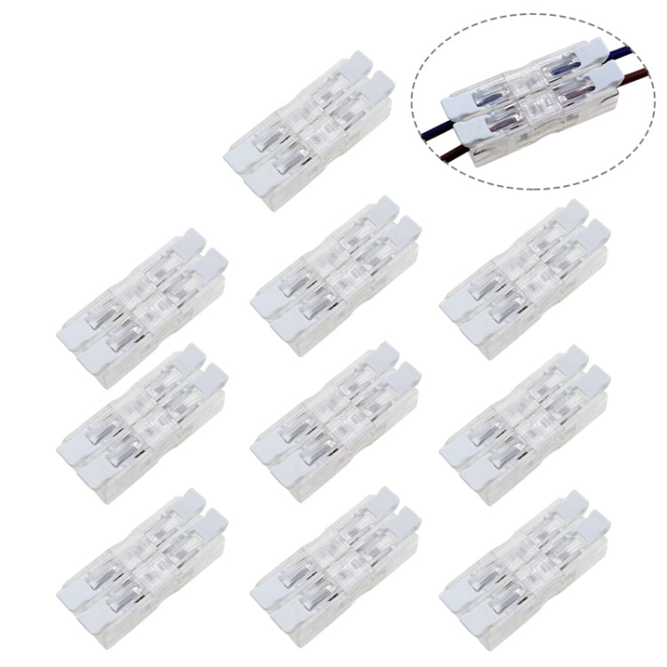 10 PCS Fast Terminal Block 2P Dual Pressing Terminal Connector Spring-Type Un-Lock Screw Connector, Specification: 928-M2 Transparent Narrow
