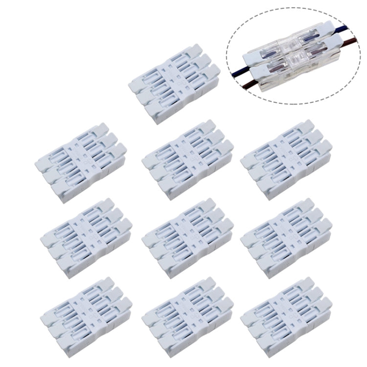 10 PCS Fast Terminal Block 2P Dual Pressing Terminal Connector Spring-Type Un-Lock Screw Connector, Specification: 928-M3 White Narrow